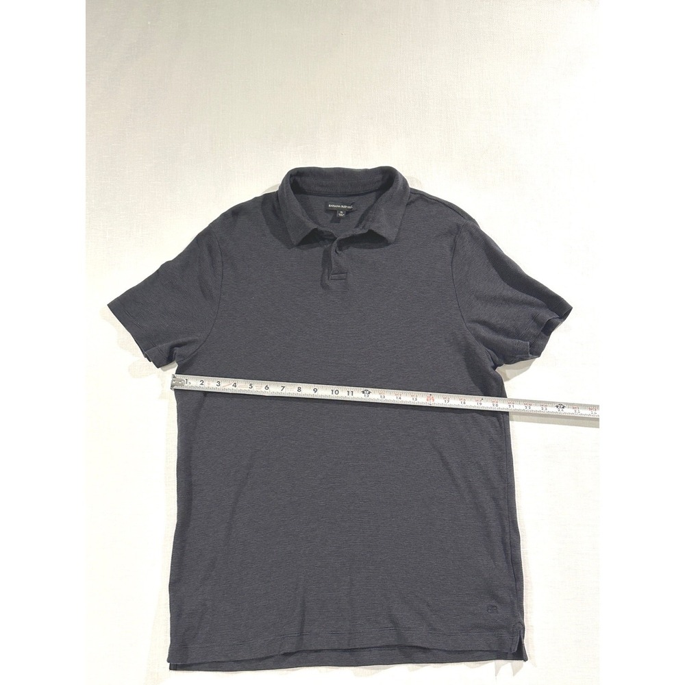 Banana Republic‎ Mens XL Polo Shirt Charcoal Grey Micro Stripe 100% Cotton - Picture 3 of 8